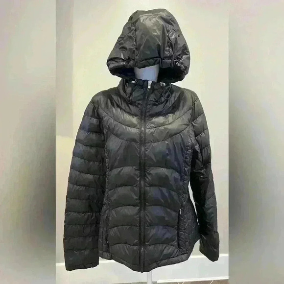 Calvin Klein puffer coat size large black packable lightweight zip down - Picture 1 of 9